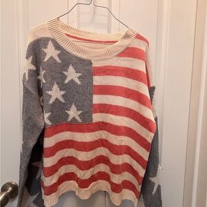 Patriotic Red and Cream Women's Knit Sweater